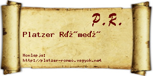 Platzer Rómeó névjegykártya